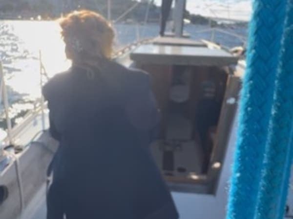 Bride on deck during golden hour