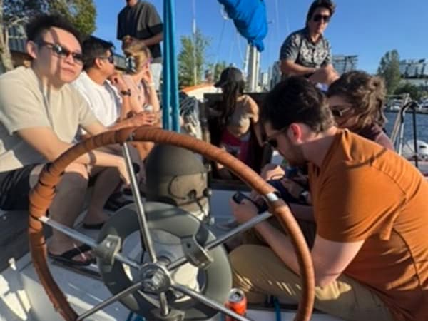Crew on the boat during a race