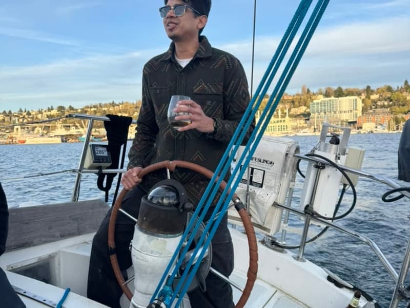 Captain at the helm during a private event